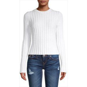 VINCE NEW Long Sleeve Cotton Blend Ribbed Sweater Optic White Medium
